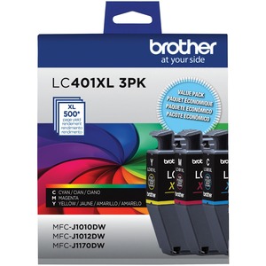 OEM Brother LC-401XL3PKS C/M/Y 3-pack Ink Cartridges (500 page yeild)
