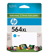 ..OEM HP CB323WN (HP 564XL) Cyan, Hi-Yield, Inkjet Printer Cartridge (750 page yield)