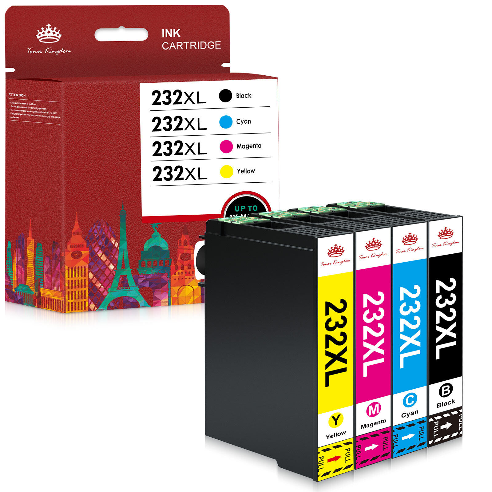 Epson T232XL-BSC Remanufactured Ink Cartridges (BK,C,M,Y) Hi-Yield Pack (380 page yield)