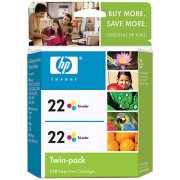 ..OEM HP C9580FN (HP 22) Tri-Color, 2 Pack, Inkjet Printer Cartridges (138 x 2  page yield)