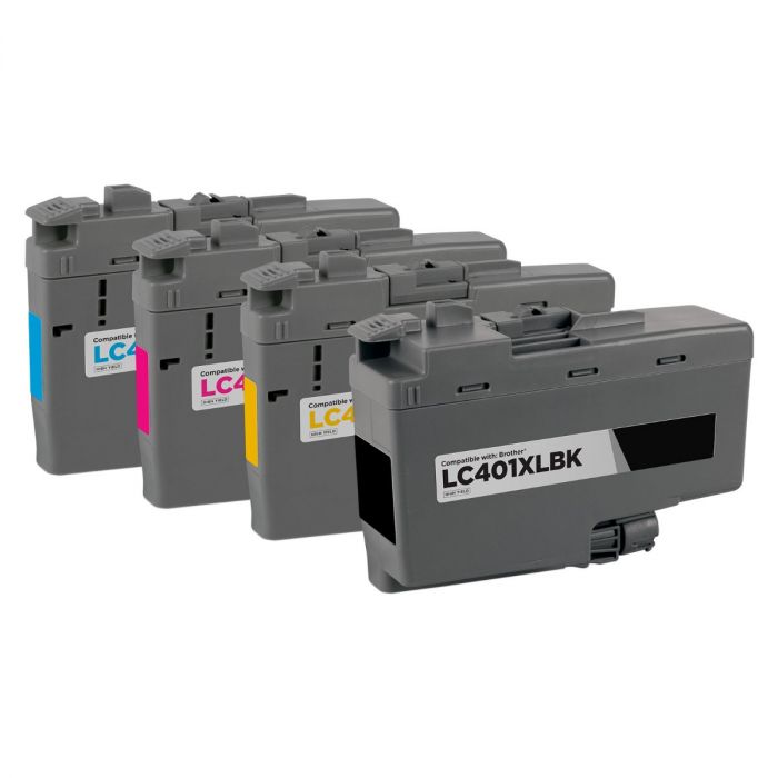 .Brother (LC-401XL4PK) B/C/M/Y 4-pack, High Yield, Compatible Ink Cartridges (500 Page Yield)