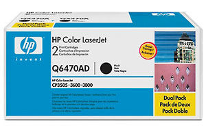 ..OEM HP Q6470AD Black, 2 pack, Laser Toner Cartridges (12,000 x 2 page yield)