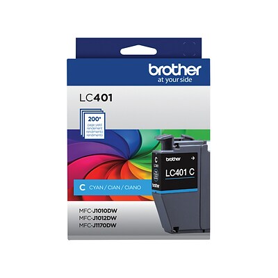 OEM Brother LC-401C Cyan Ink Cartridges (200 page yeild)