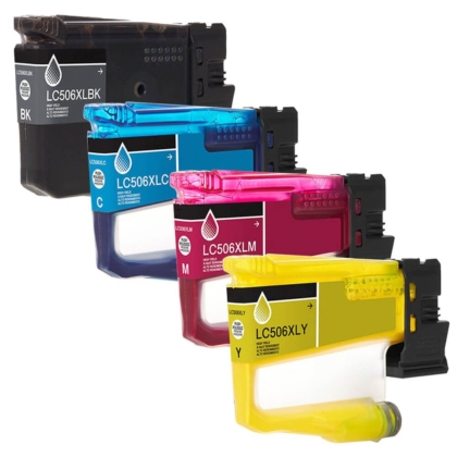 .Brother LC506XL BK/C/M/Y Hi-Yield Compatible, 4 pack, Ink Cartridges